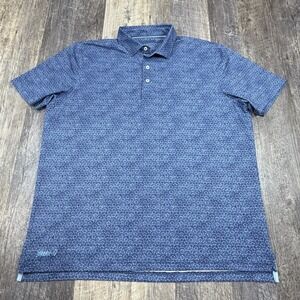 Johnnie-O XL Polo Shirt Blue Tatum Print Performance Golf Stretch Short Sleeve